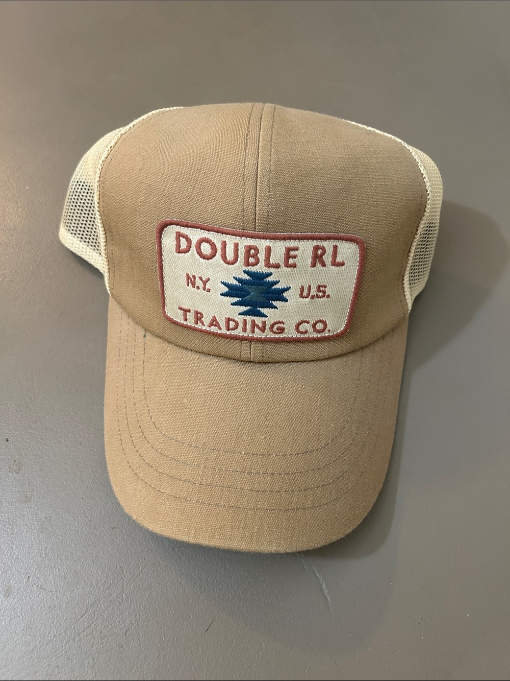 RRL Double RL Ralph Lauren Tan Trucker Hat sold out trading co. Snap Back Beige